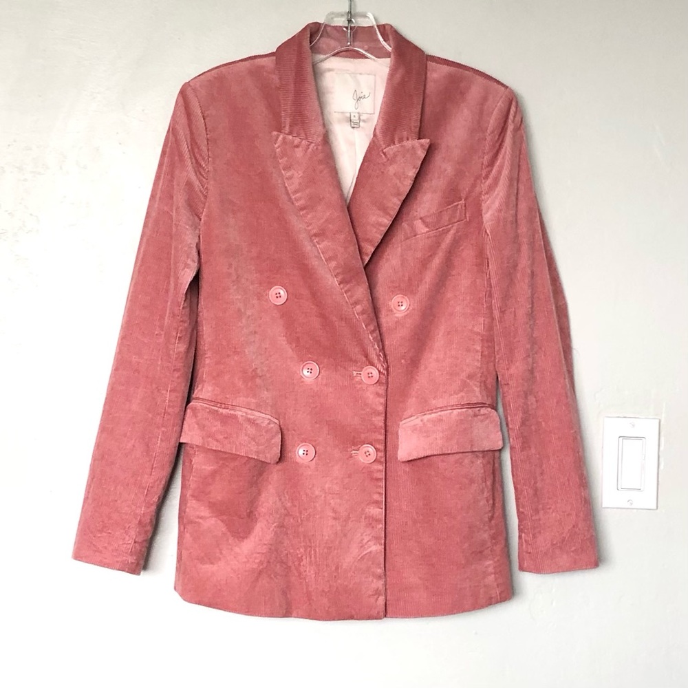Joie Markina Pink Corduroy Double-Breasted Blazer Size 0